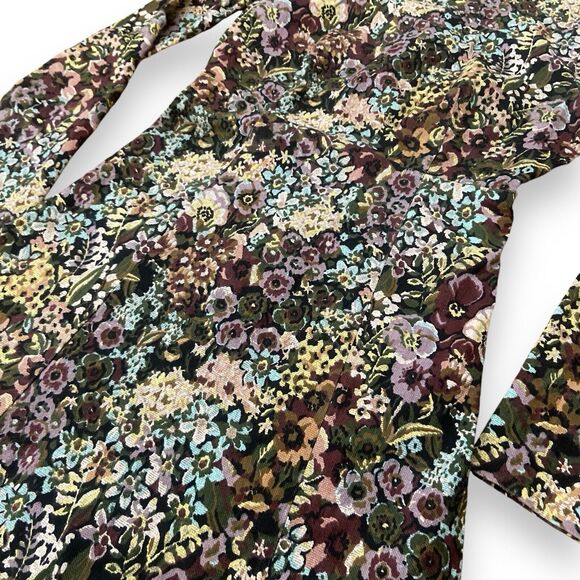 Zara Trafaluc Tapestry Long Sleeve Floral Twiggy Mini Dress Size S *Runs small** - Picture 6 of 11